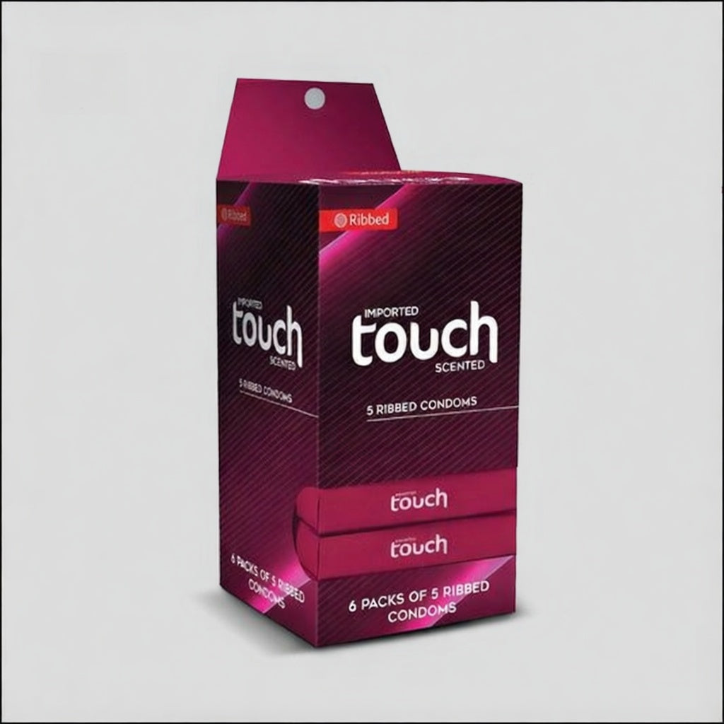 Touch Ribbed Condoms Complete Box Pack of 30 Condoms